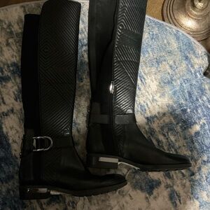 Women's Black Quilted Tall Riding Boots